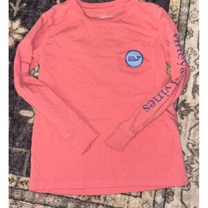Vineyard Vines Salmon Long Sleeve T-Shirt Kids Size 5 Whale Logo